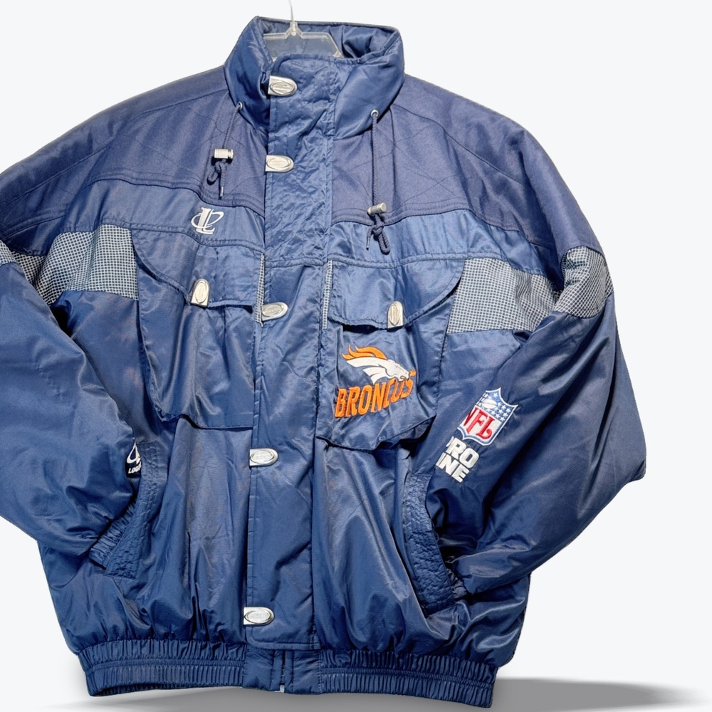 Vintage Logo Athletic Pro Line Jacket Denver Broncos 90s NFL Blue Large